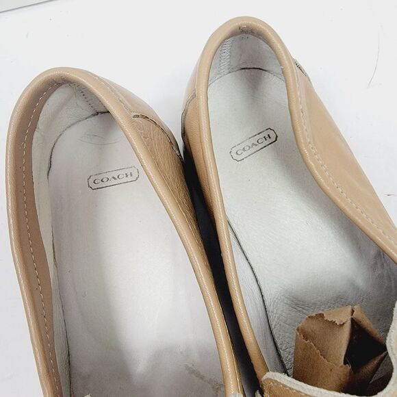Vintage Coach Made in Italy Soft Beige Leather Loafer Flar Size 7.5 - Picture 5 of 9